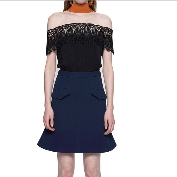 a line midi dress pink Self-Portrait SS/16 Black Balloon-Sleeve Lace A-Line Mini Dress  Blogger  Armoire